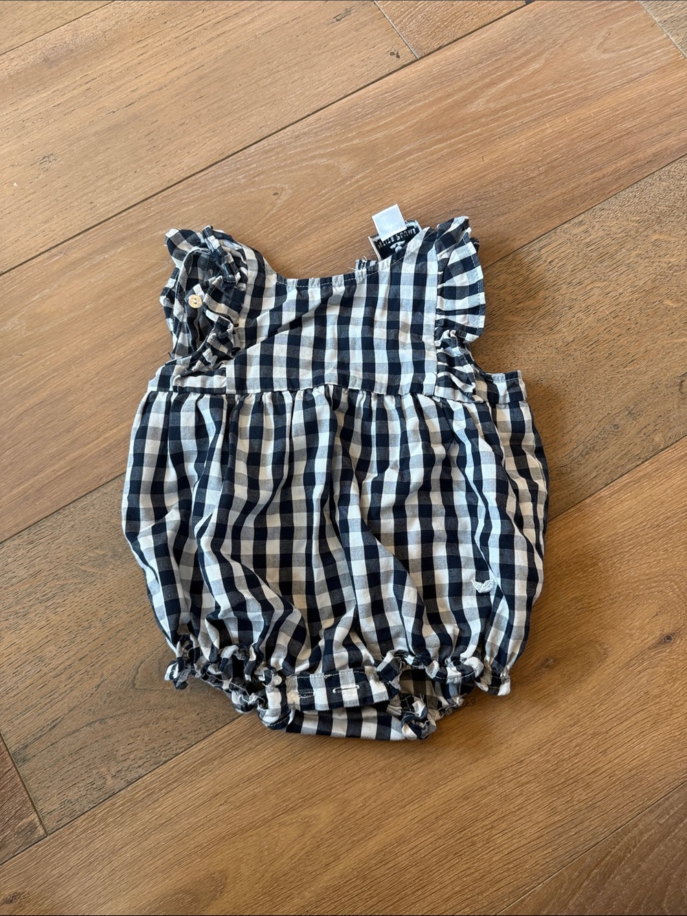 Petite Plum Navy & White Gingham Baby Bubble Romper 12-18mths